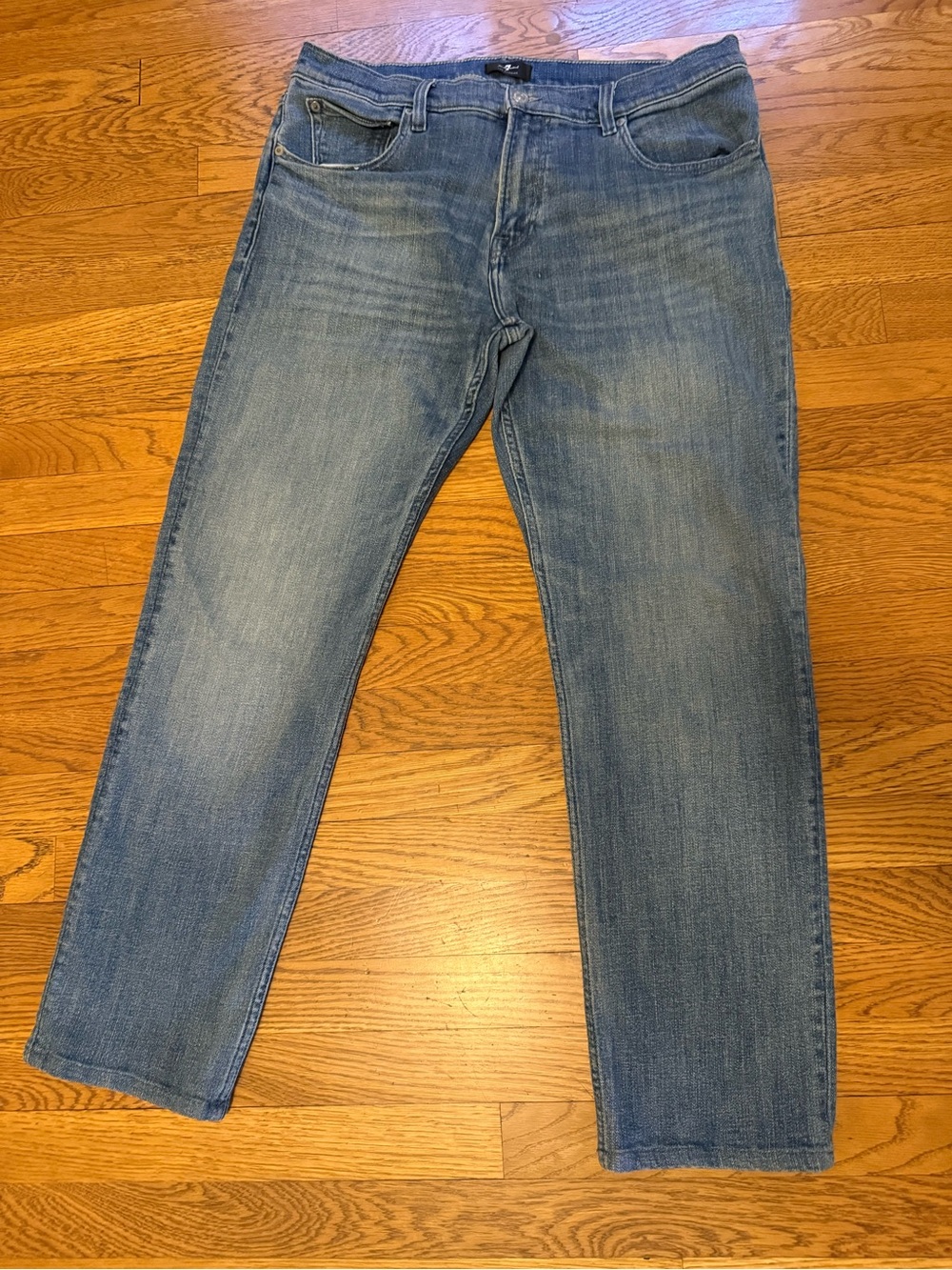 7 For All Mankind Straight Leg Jeans - Blue stretchy Denim 36 x 30